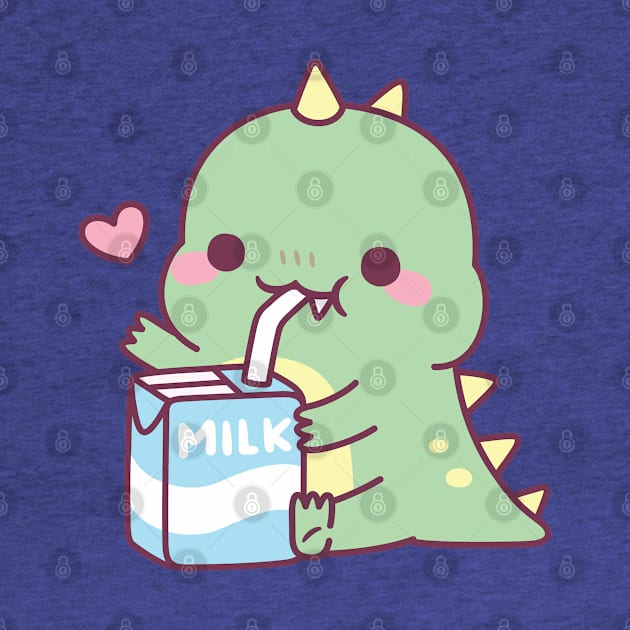 Cute Little Dino Loves Milk by rustydoodle